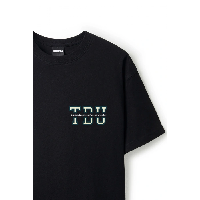 Ronna  Unisex Türk - Alman Üniversitesi Serisi Model 2 Baskılı Oversize Bisiklet Yaka Tshirt  - TDB010102