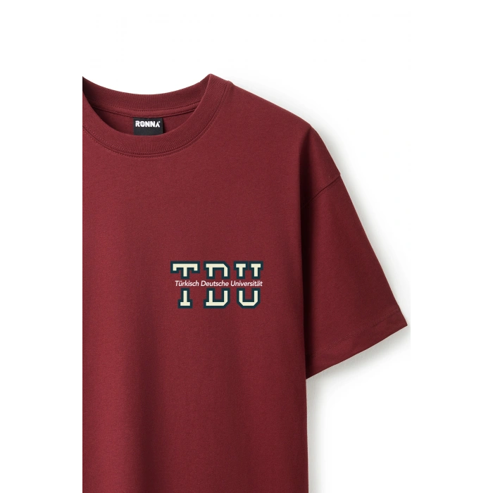 Ronna  Unisex Türk - Alman Üniversitesi Serisi Model 2 Baskılı Oversize Bisiklet Yaka Tshirt  - TDB010102
