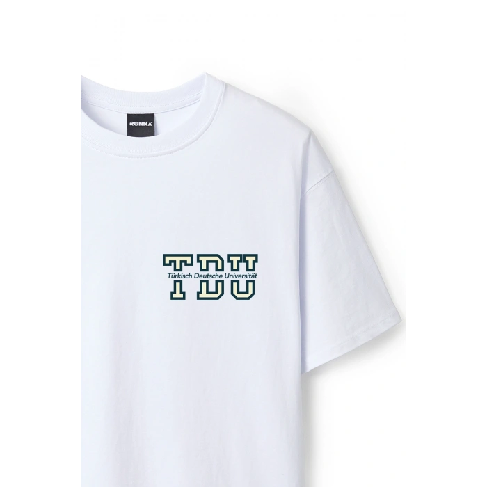 Ronna  Unisex Türk - Alman Üniversitesi Serisi Model 2 Baskılı Oversize Bisiklet Yaka Tshirt  - TDB010102