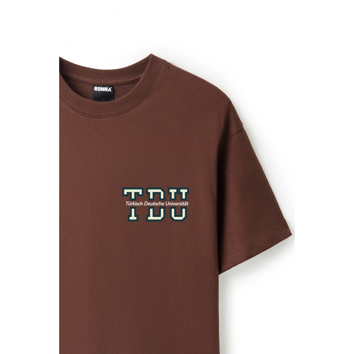 Ronna  Unisex Türk - Alman Üniversitesi Serisi Model 2 Baskılı Oversize Bisiklet Yaka Tshirt  - TDB010102