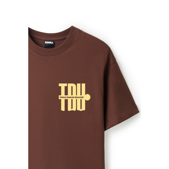Ronna  Unisex Türk - Alman Üniversitesi Serisi Model 3 Baskılı Oversize Bisiklet Yaka Tshirt  - TDB010103