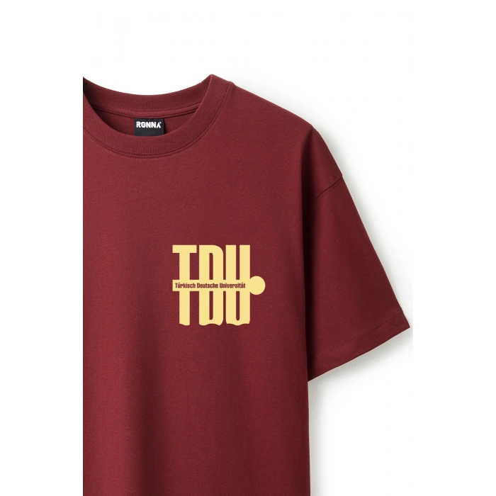 Ronna  Unisex Türk - Alman Üniversitesi Serisi Model 3 Baskılı Oversize Bisiklet Yaka Tshirt  - TDB010103