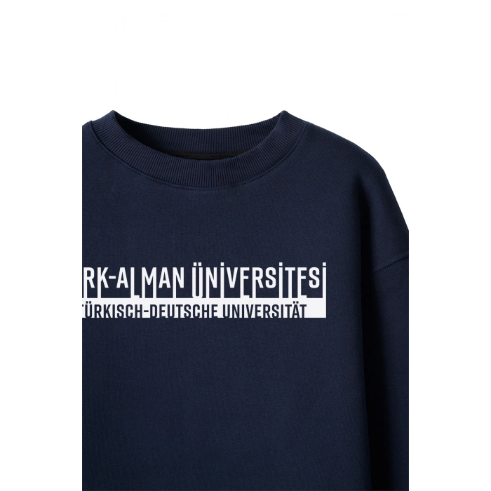 Ronna  Unisex Türk - Alman Üniversitesi Serisi Model 4 Baskılı Oversize Bisiklet Yaka Sweatshirt - TDB040104