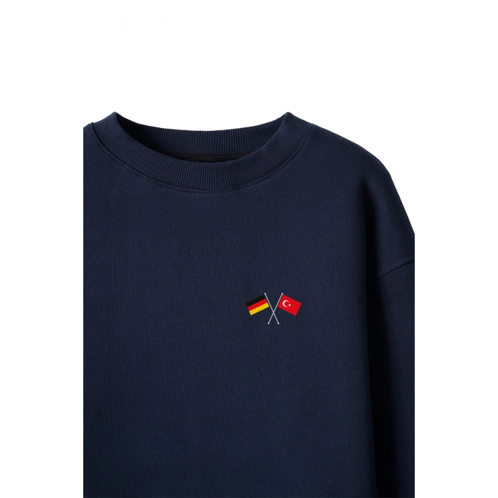 Ronna  Unisex Türk - Alman Üniversitesi Serisi Model 6 Baskılı Oversize Bisiklet Yaka Sweatshirt - TDB040106