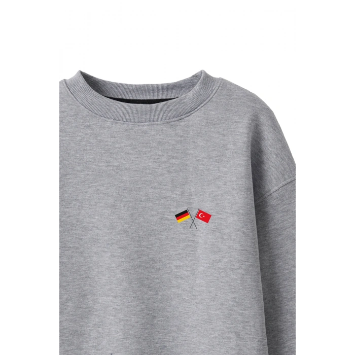 Ronna  Unisex Türk - Alman Üniversitesi Serisi Model 6 Baskılı Oversize Bisiklet Yaka Sweatshirt - TDB040106