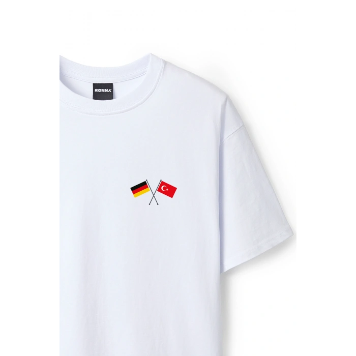 Ronna  Unisex Türk - Alman Üniversitesi Serisi Model 6 Baskılı Oversize Bisiklet Yaka Tshirt  - TDB010106