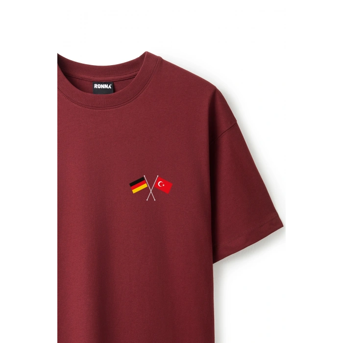 Ronna  Unisex Türk - Alman Üniversitesi Serisi Model 6 Baskılı Oversize Bisiklet Yaka Tshirt  - TDB010106