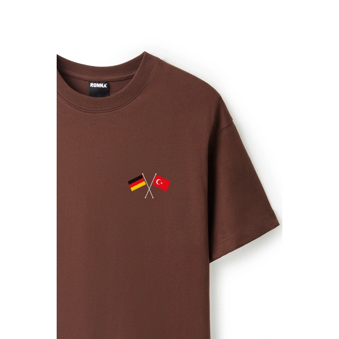 Ronna  Unisex Türk - Alman Üniversitesi Serisi Model 6 Baskılı Oversize Bisiklet Yaka Tshirt  - TDB010106