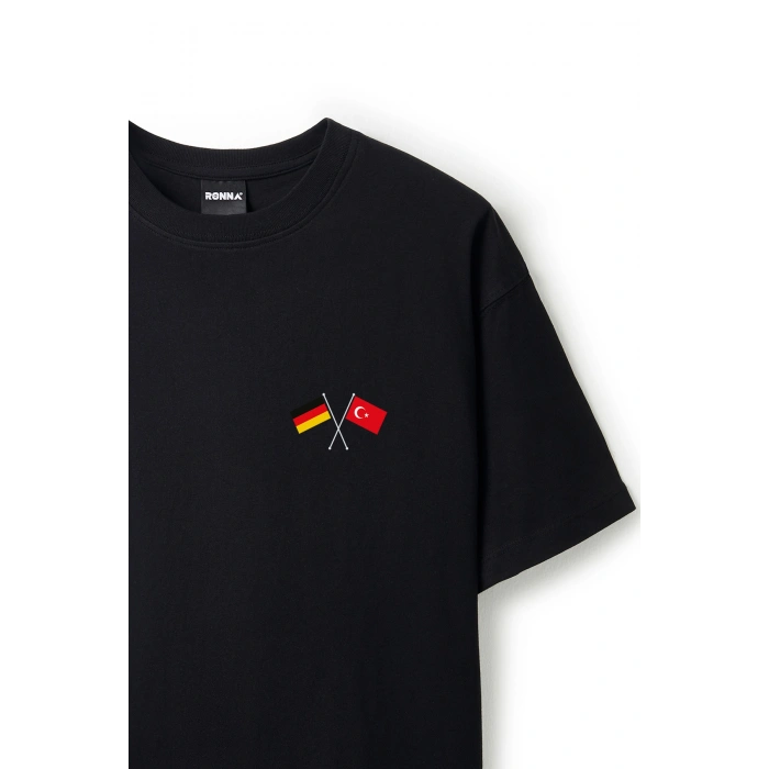 Ronna  Unisex Türk - Alman Üniversitesi Serisi Model 6 Baskılı Oversize Bisiklet Yaka Tshirt  - TDB010106