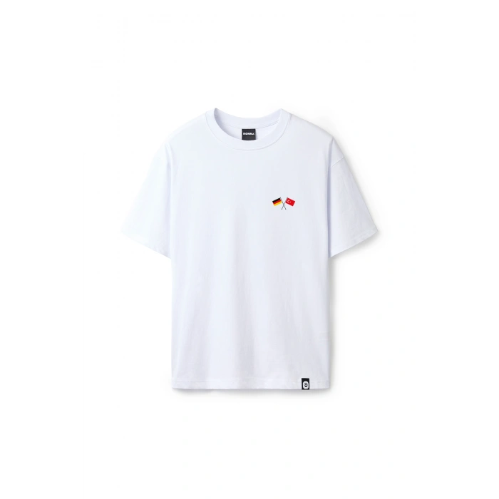 Ronna  Unisex Türk - Alman Üniversitesi Serisi Model 6 Baskılı Oversize Bisiklet Yaka Tshirt  - TDB010106