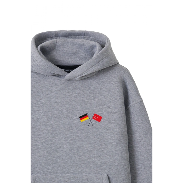 Ronna  Unisex Türk - Alman Üniversitesi Serisi Model 6 Baskılı Oversize Kapüşonlu Hoodie - TDB030106