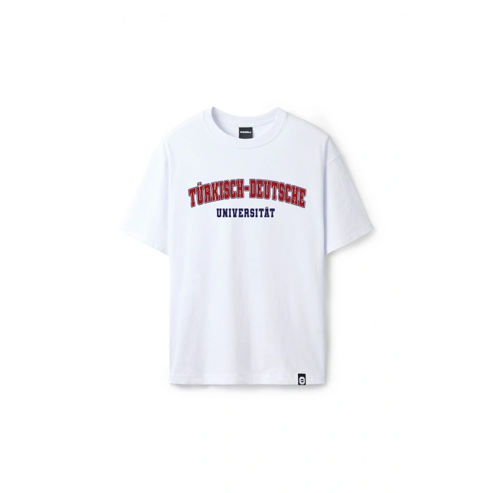 Ronna  Unisex Türk - Alman Üniversitesi Serisi Model 7 Baskılı Oversize Bisiklet Yaka Tshirt  - TDB010107