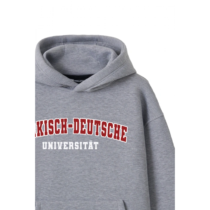 Ronna  Unisex Türk - Alman Üniversitesi Serisi Model 7 Baskılı Oversize Kapüşonlu Hoodie - TDB030107
