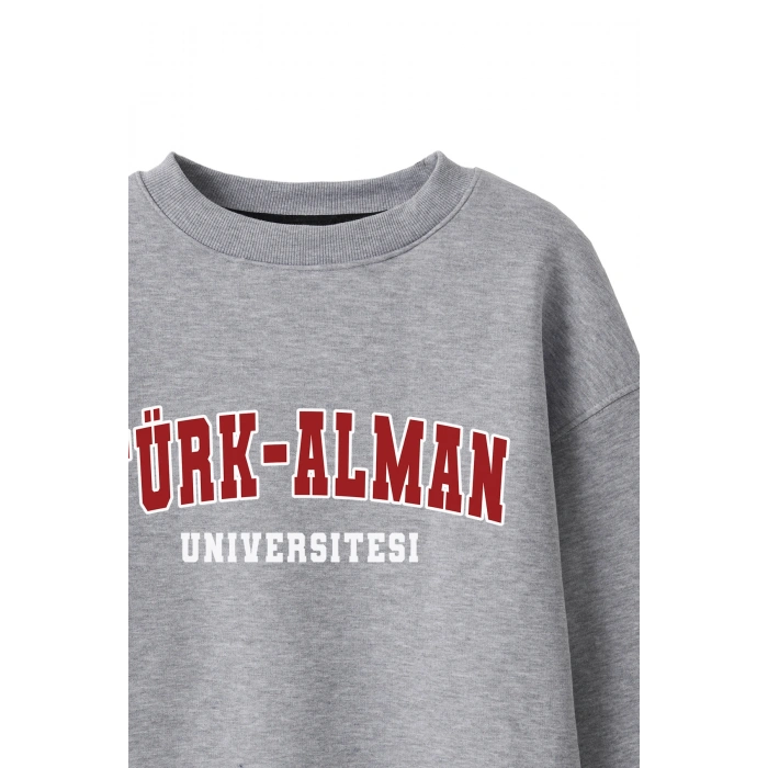 Ronna  Unisex Türk - Alman Üniversitesi Serisi Model 8 Baskılı Oversize Bisiklet Yaka Sweatshirt - TDB040108