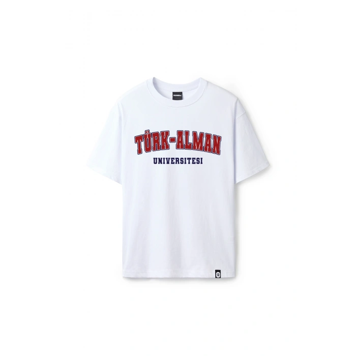 Ronna  Unisex Türk - Alman Üniversitesi Serisi Model 8 Baskılı Oversize Bisiklet Yaka Tshirt  - TDB010108