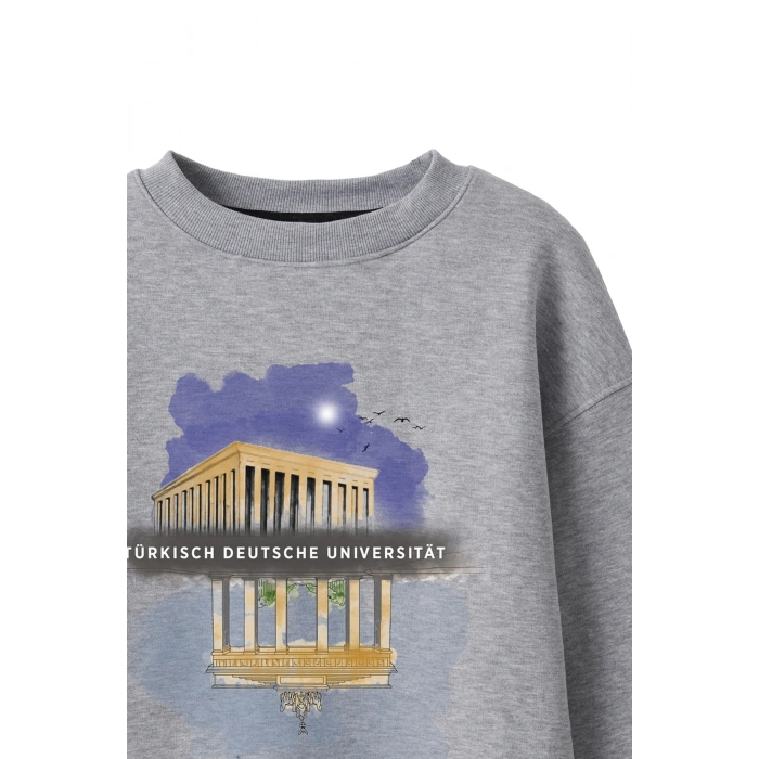 Ronna  Unisex Türk - Alman Üniversitesi Serisi Model 9 Baskılı Oversize Bisiklet Yaka Sweatshirt - TDB040109
