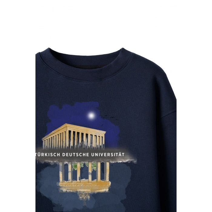 Ronna  Unisex Türk - Alman Üniversitesi Serisi Model 9 Baskılı Oversize Bisiklet Yaka Sweatshirt - TDB040109