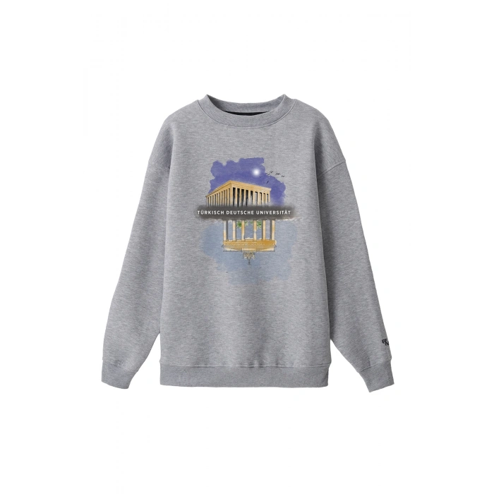 Ronna  Unisex Türk - Alman Üniversitesi Serisi Model 9 Baskılı Oversize Bisiklet Yaka Sweatshirt - TDB040109
