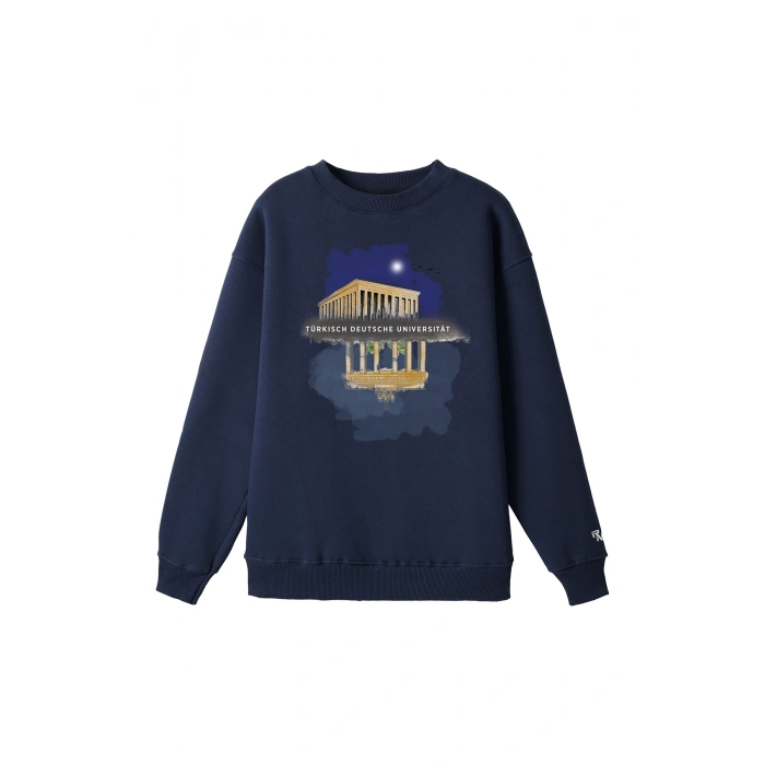 Ronna  Unisex Türk - Alman Üniversitesi Serisi Model 9 Baskılı Oversize Bisiklet Yaka Sweatshirt - TDB040109
