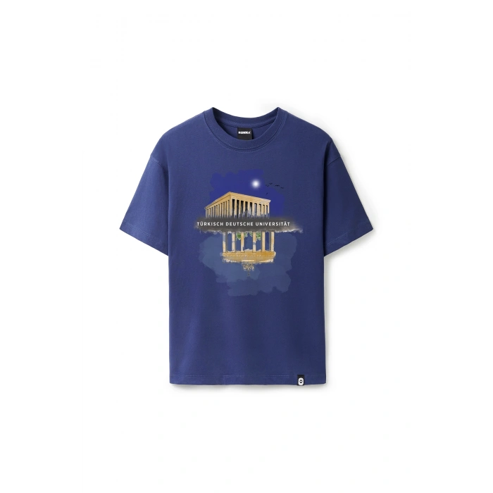 Ronna  Unisex Türk - Alman Üniversitesi Serisi Model 9 Baskılı Oversize Bisiklet Yaka Tshirt  - TDB010109