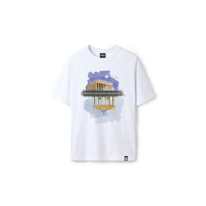 Ronna  Unisex Türk - Alman Üniversitesi Serisi Model 9 Baskılı Oversize Bisiklet Yaka Tshirt  - TDB010109