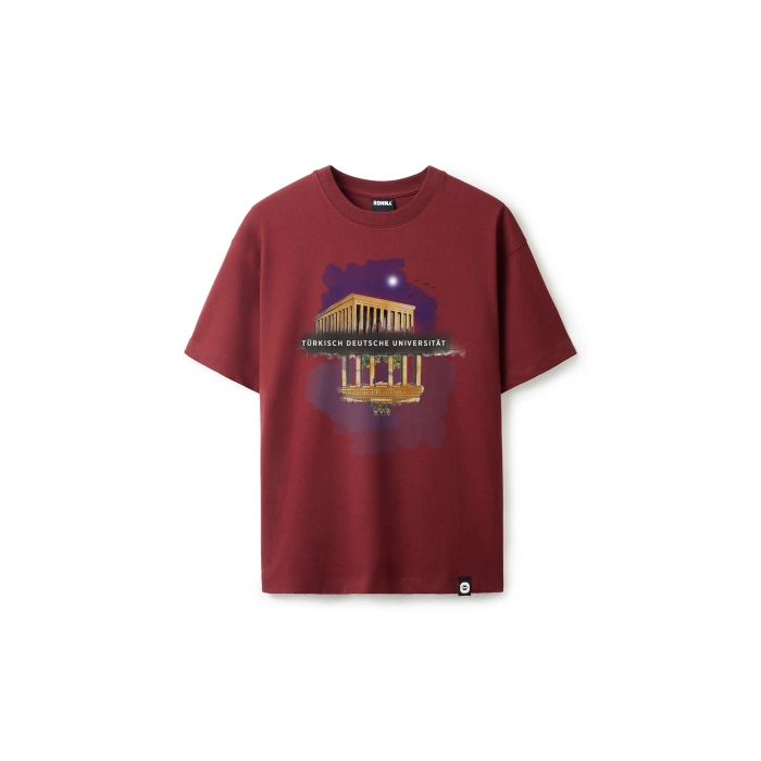 Ronna  Unisex Türk - Alman Üniversitesi Serisi Model 9 Baskılı Oversize Bisiklet Yaka Tshirt  - TDB010109
