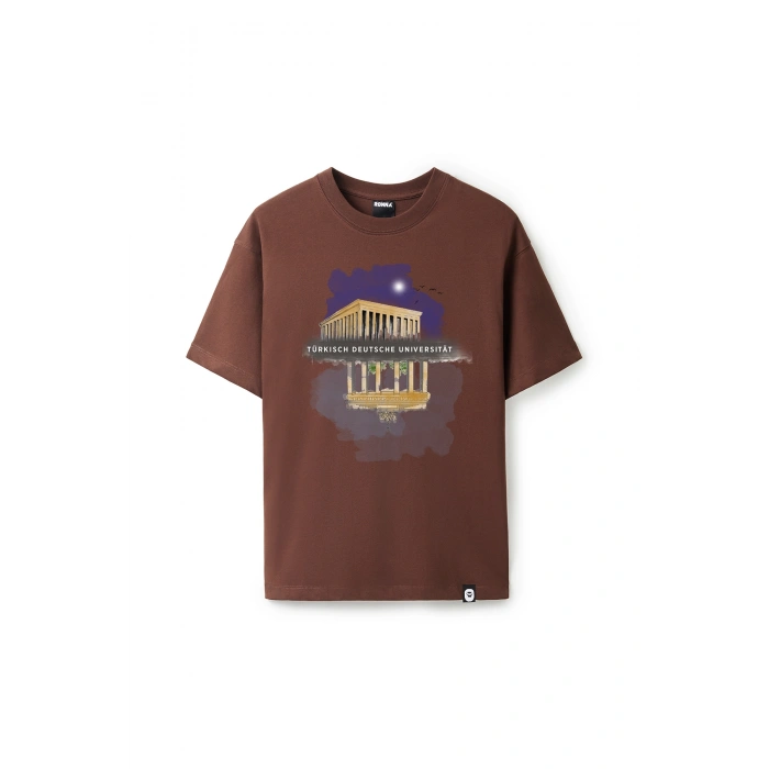 Ronna  Unisex Türk - Alman Üniversitesi Serisi Model 9 Baskılı Oversize Bisiklet Yaka Tshirt  - TDB010109