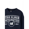 Ronna  Kadın Türk - Alman Üniversitesi Serisi Model 1  Baskılı Oversize Bisiklet Yaka Crop Sweatshirt  - TDB050101