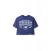 Ronna  Kadın Türk - Alman Üniversitesi Serisi Model 1  Baskılı Oversize Bisiklet Yaka Crop Tshirt - TDB020101