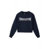 Ronna  Kadın Türk - Alman Üniversitesi Serisi Model 11 Baskılı Oversize Bisiklet Yaka Crop Sweatshirt  - TDB050111