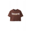 Ronna  Kadın Türk - Alman Üniversitesi Serisi Model 11 Baskılı Oversize Bisiklet Yaka Crop Tshirt - TDB020111