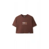 Ronna  Kadın Türk - Alman Üniversitesi Serisi Model 13 Baskılı Oversize Bisiklet Yaka Crop Tshirt - TDB020113