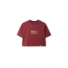 Ronna  Kadın Türk - Alman Üniversitesi Serisi Model 13 Baskılı Oversize Bisiklet Yaka Crop Tshirt - TDB020113
