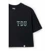Ronna  Kadın Türk - Alman Üniversitesi Serisi Model 2 Baskılı Oversize Bisiklet Yaka Crop Tshirt - TDB020102
