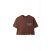 Ronna  Kadın Türk - Alman Üniversitesi Serisi Model 2 Baskılı Oversize Bisiklet Yaka Crop Tshirt - TDB020102