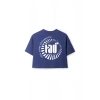 Ronna  Kadın Türk - Alman Üniversitesi Serisi Model 5 Baskılı Oversize Bisiklet Yaka Crop Tshirt - TDB020105