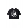 Ronna  Kadın Türk - Alman Üniversitesi Serisi Model 5 Baskılı Oversize Bisiklet Yaka Crop Tshirt - TDB020105