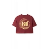 Ronna  Kadın Türk - Alman Üniversitesi Serisi Model 5 Baskılı Oversize Bisiklet Yaka Crop Tshirt - TDB020105