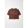 Ronna  Kadın Türk - Alman Üniversitesi Serisi Model 6 Baskılı Oversize Bisiklet Yaka Crop Tshirt - TDB020106