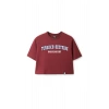 Ronna  Kadın Türk - Alman Üniversitesi Serisi Model 7 Baskılı Oversize Bisiklet Yaka Crop Tshirt - TDB020107