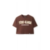 Ronna  Kadın Türk - Alman Üniversitesi Serisi Model 8 Baskılı Oversize Bisiklet Yaka Crop Tshirt - TDB020108
