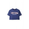 Ronna  Kadın Türk - Alman Üniversitesi Serisi Model 8 Baskılı Oversize Bisiklet Yaka Crop Tshirt - TDB020108