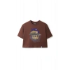 Ronna  Kadın Türk - Alman Üniversitesi Serisi Model 9 Baskılı Oversize Bisiklet Yaka Crop Tshirt - TDB020109