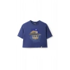 Ronna  Kadın Türk - Alman Üniversitesi Serisi Model 9 Baskılı Oversize Bisiklet Yaka Crop Tshirt - TDB020109