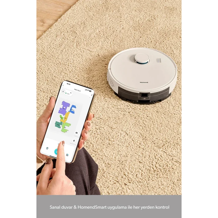 Homend Alex Laser 1291h Moplu Ve Haritalamalı Akıllı 5 Kpa Robot Süpürge Beyaz