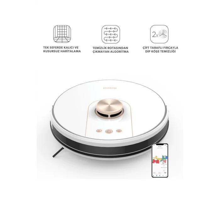 Homend Alex Laser Pro 1286H Moplu ve Haritalamalı Akıllı Robot Süpürge Beyaz Gold