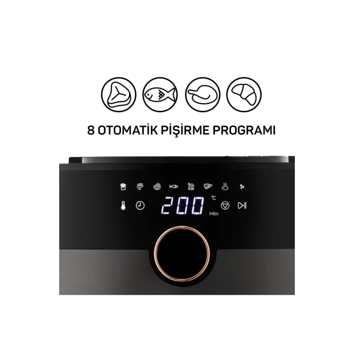 Arzum AR2074-G Airtasty XL Yağsız Fritöz Airfryer, 6 Litre Kapasite, Gümüş