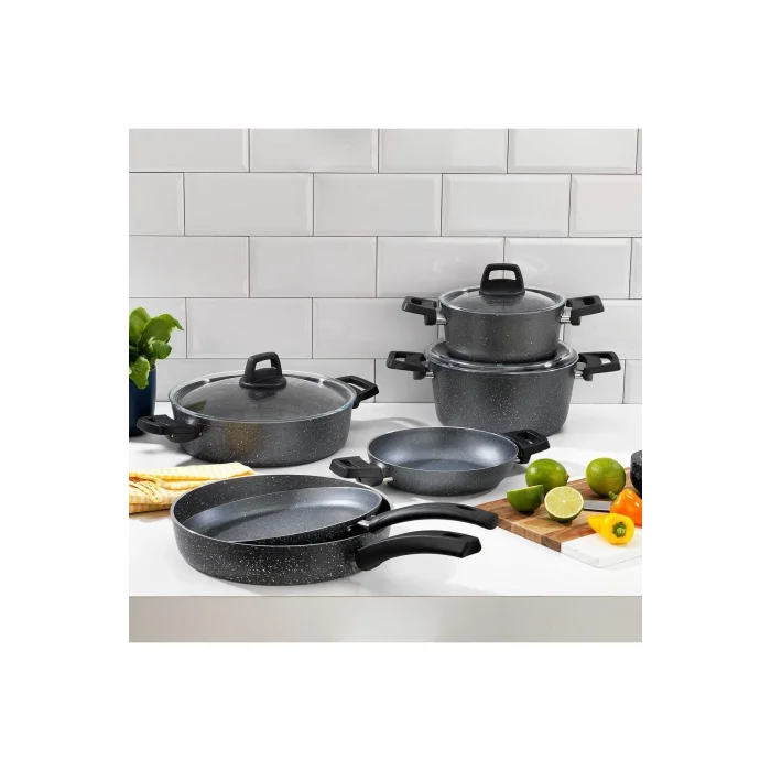 Schafer Ashen Yanmaz Yapışmaz Tencere Seti 9 Parça-gri