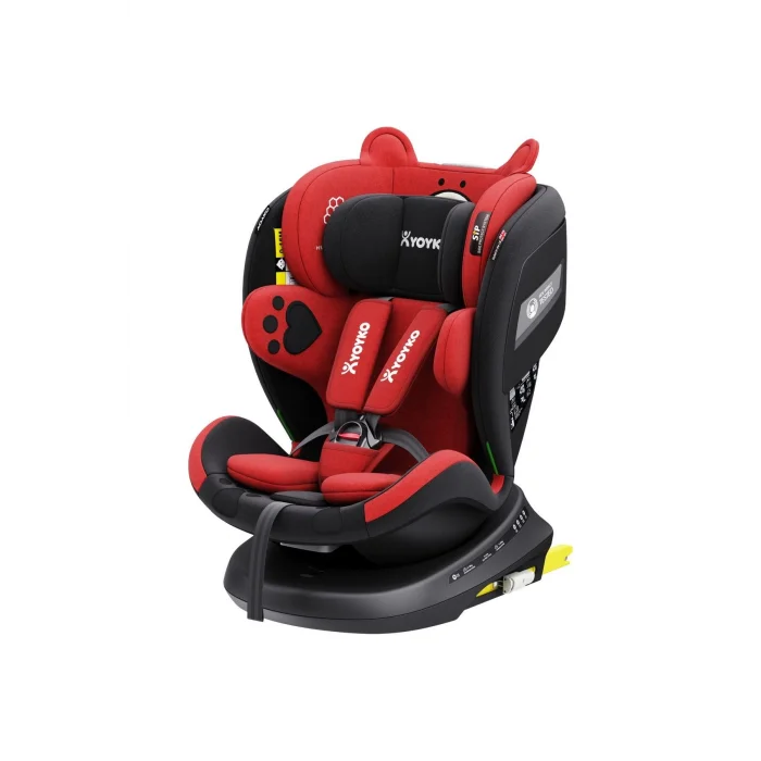 Yoyko Bear 360 ° Dönebilir Yatabilir I-size 0-36 Kg Oto Koltuğu Isofıx/sıp/latch - Kırmızı