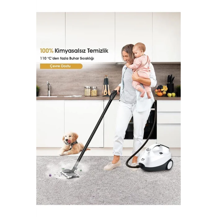 Pirantech CB-107C Çok Fonksiyonlu Buharlı Temizlik Makinası Beyaz- Buharlı Temizleyici